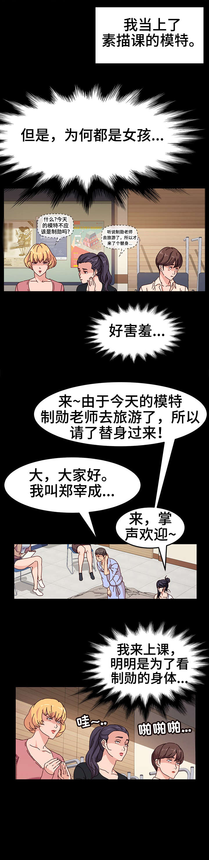 画室模特vlog视频漫画,第1章：傻子2图