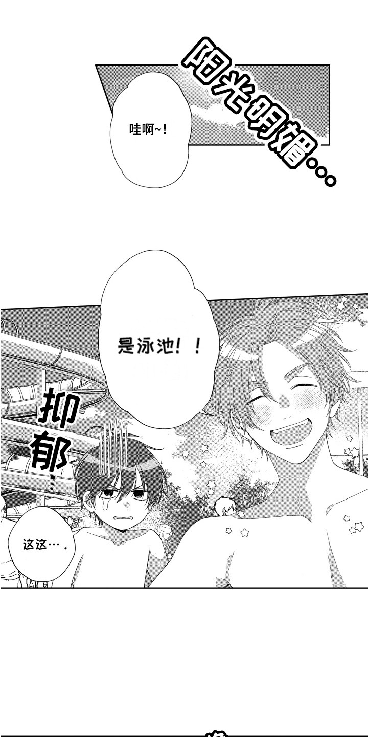 王子文图片漫画,第31章：【番外】学游泳1图