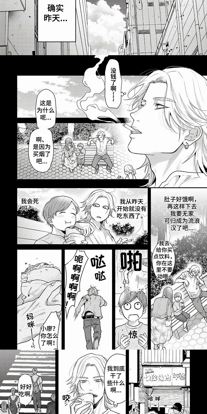 无家可归的我开始逆袭短剧漫画,第1章：搭讪1图